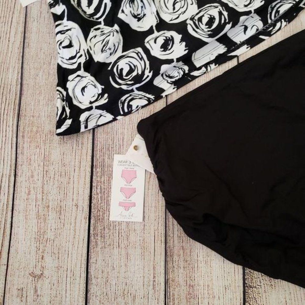 NWT Anne Cole Halter High Neck Floral Tankini Top and Bottom Set - Picture 8 of 14